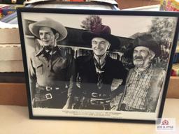 Lot Four (4) framed cowboy pictures: Hopalong Cassidy, Jimmy Wakley, Fuzzy Knight, Bill Elliott