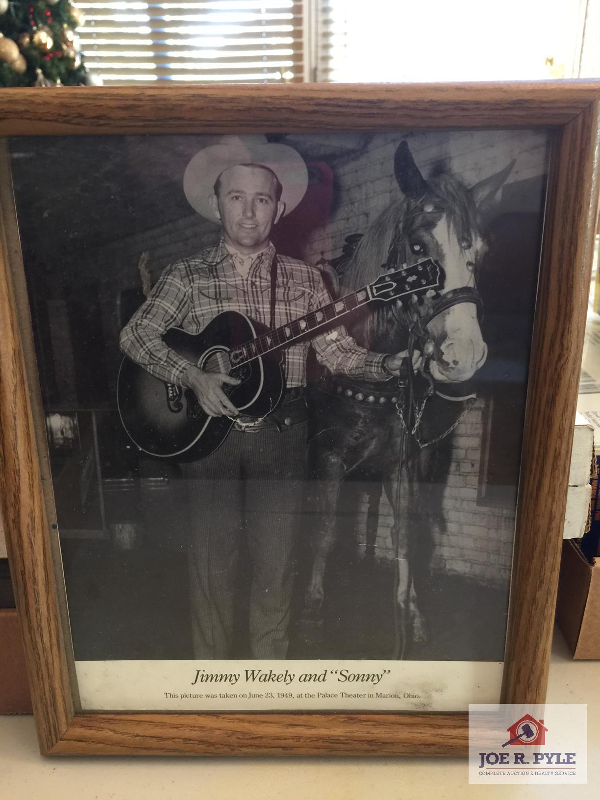 Lot Four (4) framed cowboy pictures: Hopalong Cassidy, Jimmy Wakley, Fuzzy Knight, Bill Elliott