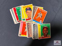 Lot of 25 1958 Topps BB Star lot: Fox, Aaron, Killebrew, Kaline, F. Robinson, Spahn, Pirates team,