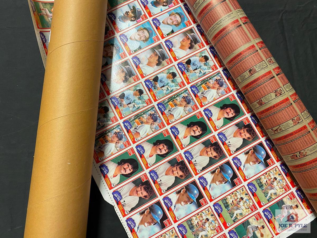 1981-1992 Uncut BB card sheets: Rare 1982 Fleer Stickers BB without backs on uncut sheets: Topps