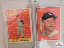 1958-1962 Mickey Mantle assortment: 1658 Topps all star, 1959 Topps #461, 1961 Topps Map, 1962 Post