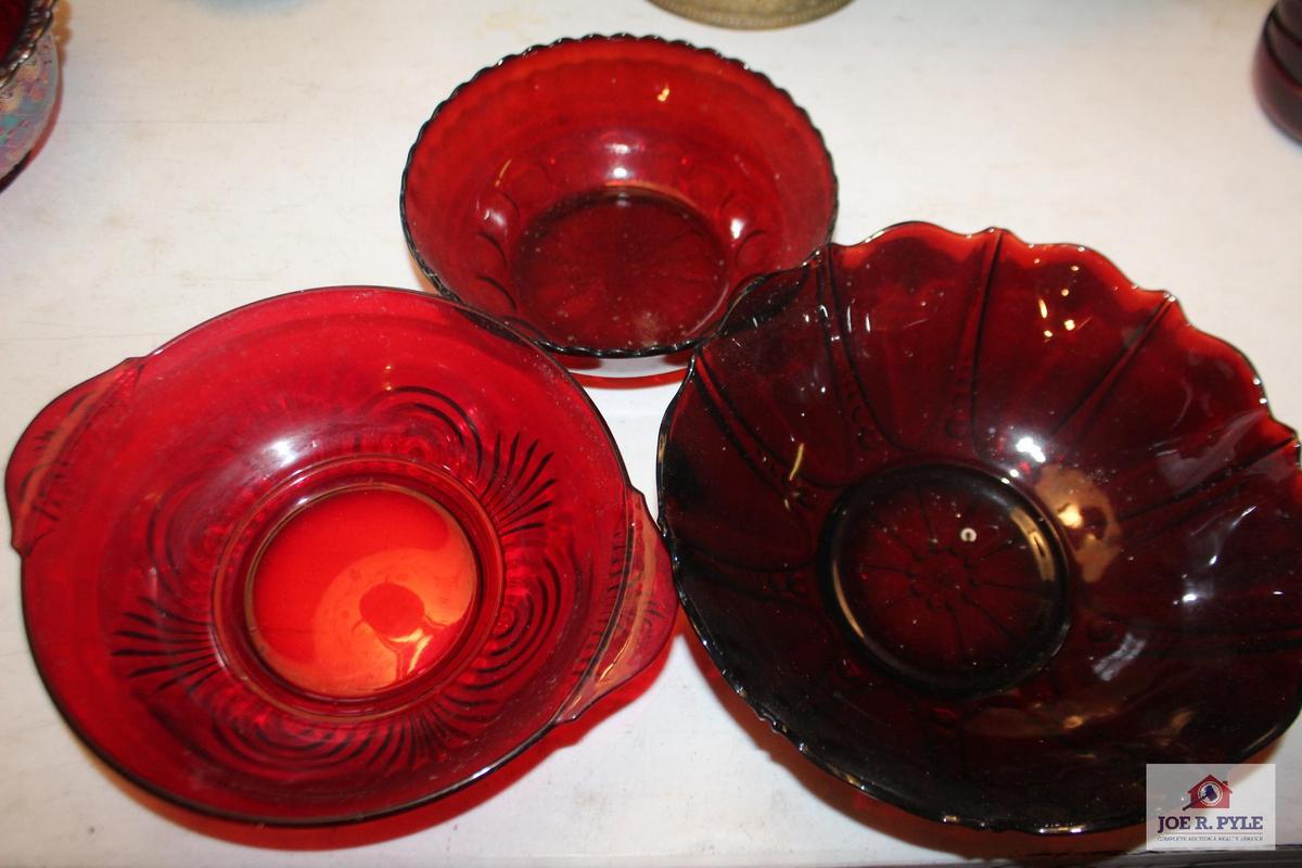 Vintage ruby glass bowls