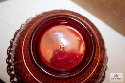 Ruby carnival glass bowl