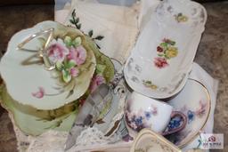 Limoges pitcher, lines, hand painted porcelain pieces