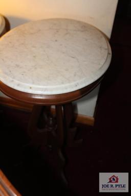 Antique marble top oval stand