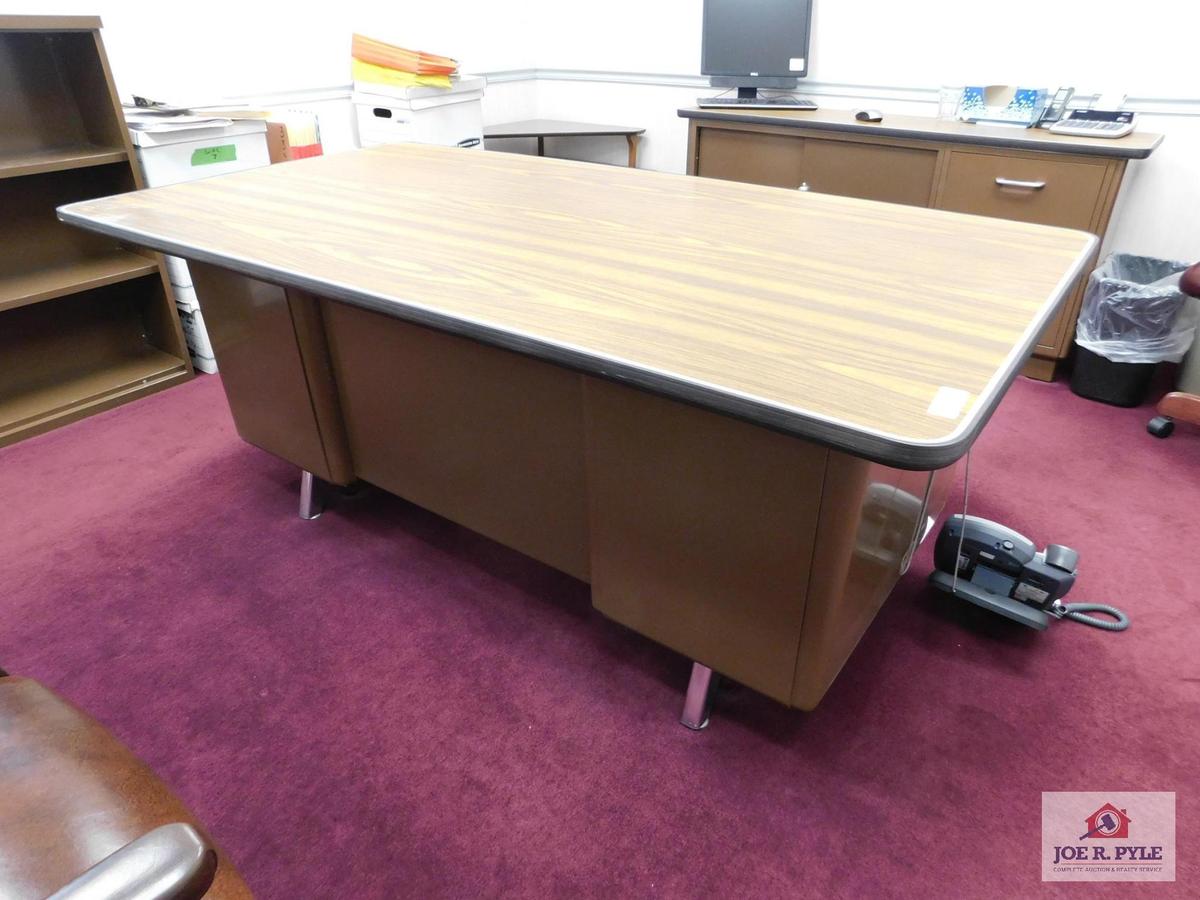 metal desk with credenza