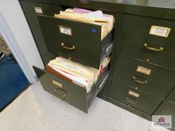 5 (3) drawer green filing cabinet and 1 (4) drawer gray filing cabinet