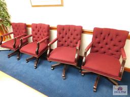 8 cloth chairs with rollers