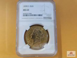 1898 S $20 Gold Piece MS 63