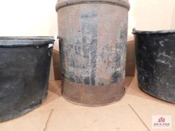 Milk Can And 2 Large Painted Buckets