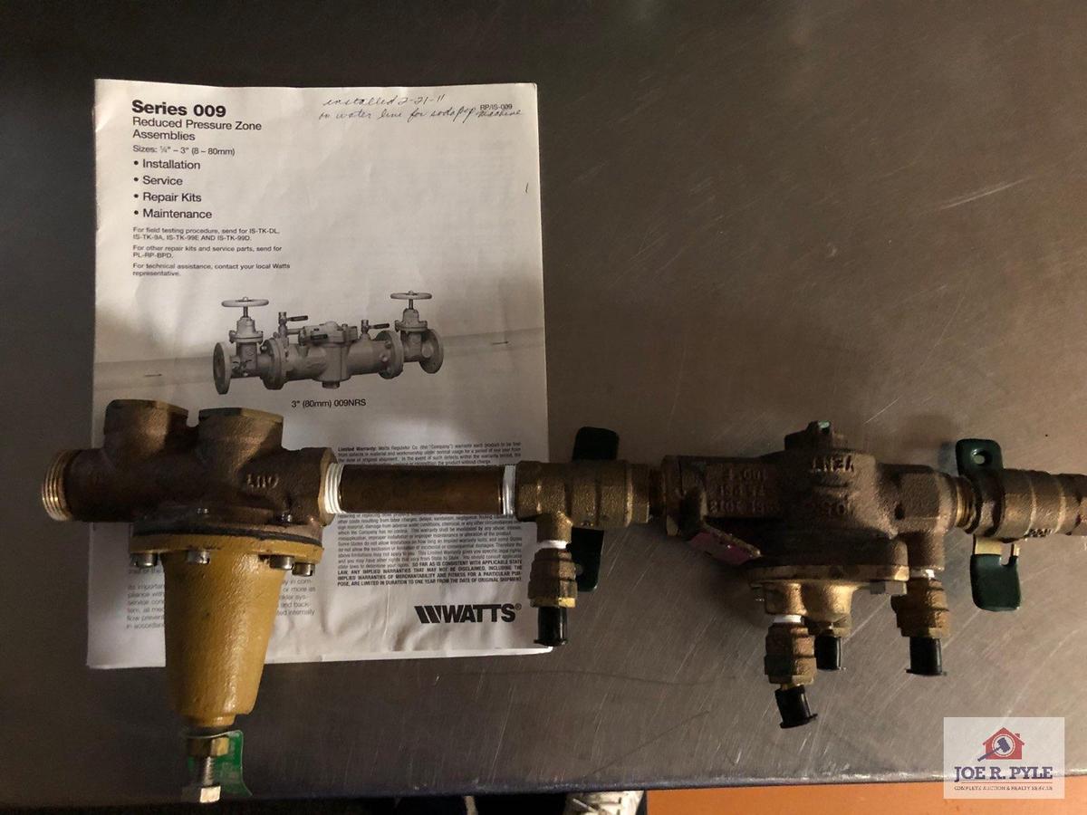 Series 900 reduced pressure zone assembly used on water line connected to soda machine