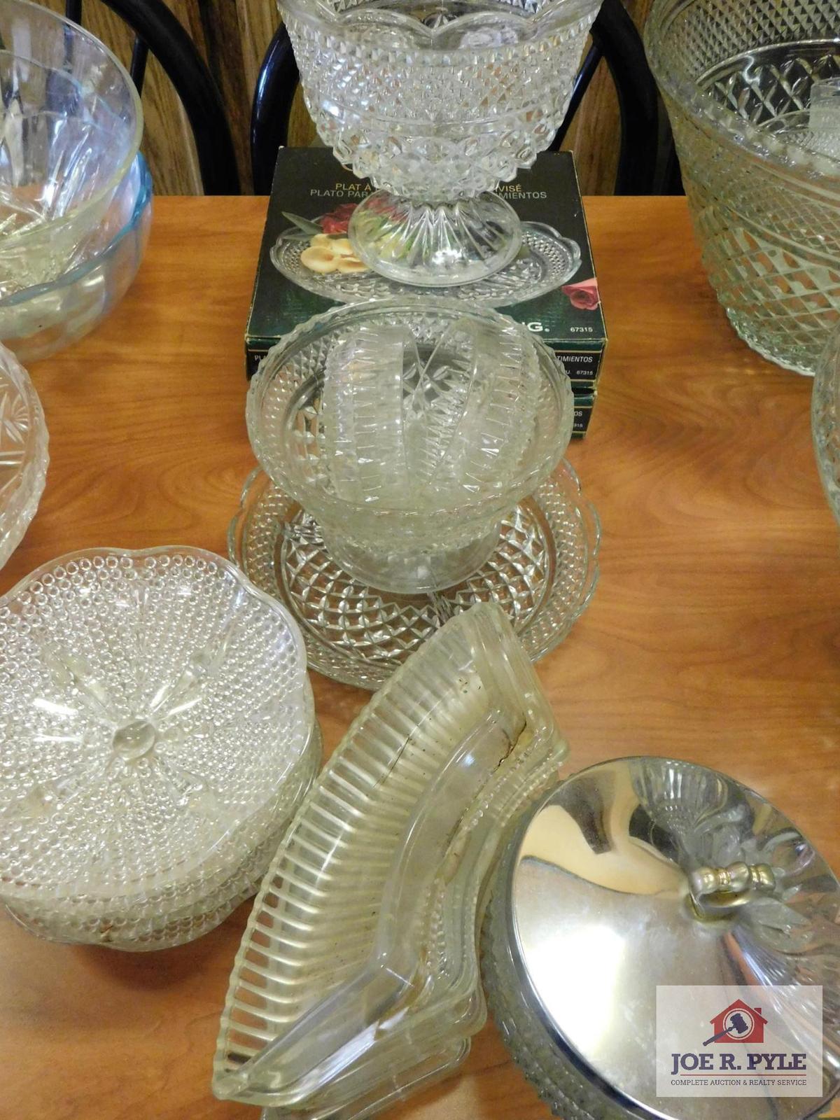 Large collection of pressed glass