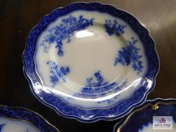 Small floe blue small plates and saucer