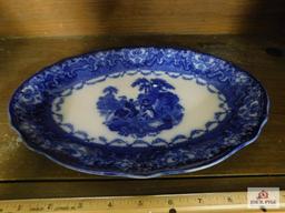 Blue and white platter