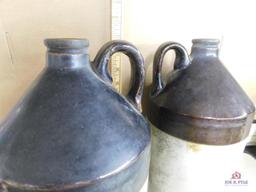 2 Tan and brown jugs