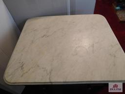 Antique turned leg, marble top table w/drawer 30x29x24