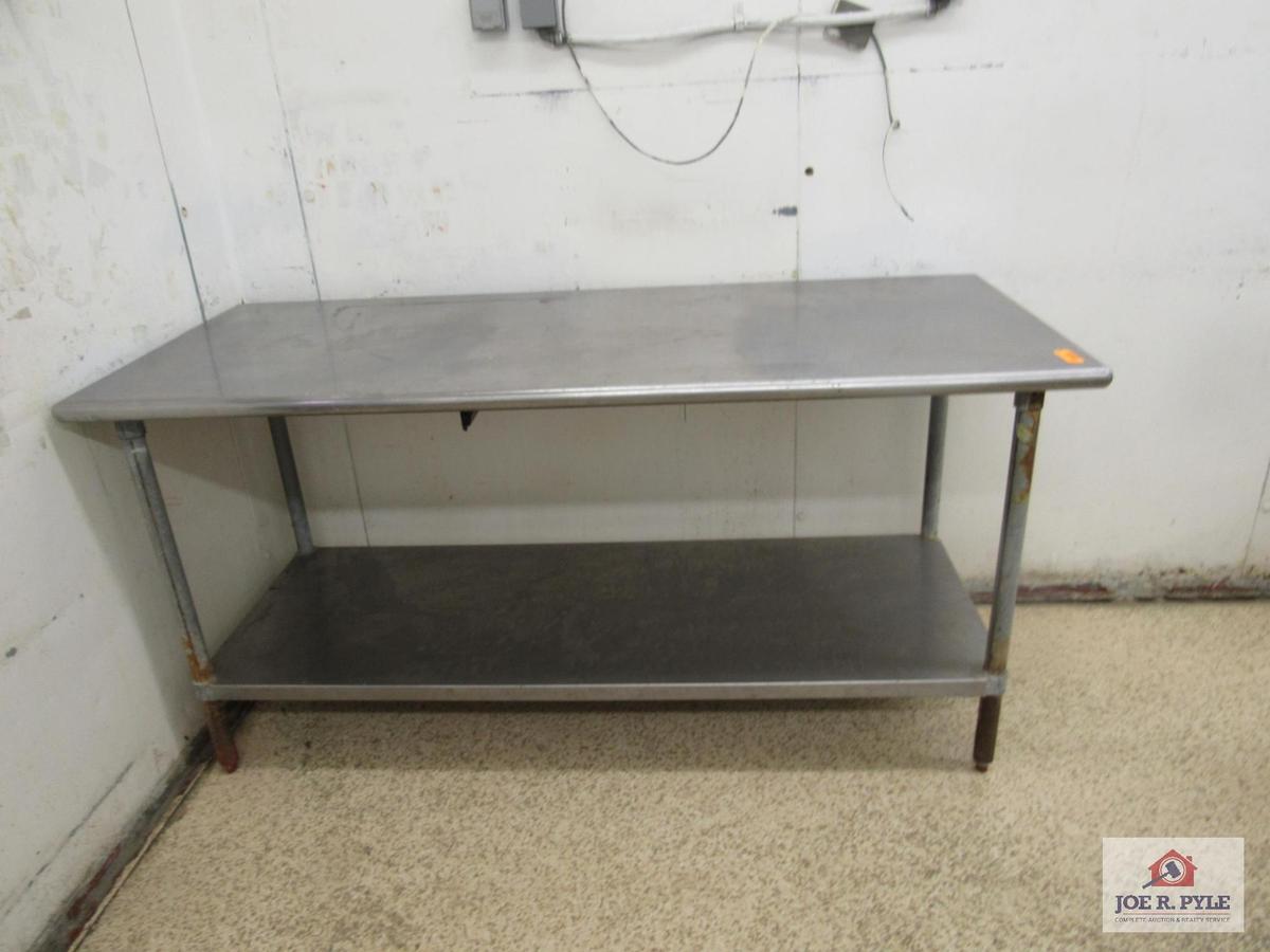 stainless steel table approx. 72 inches long, 30 inches wide, 36 inches tall