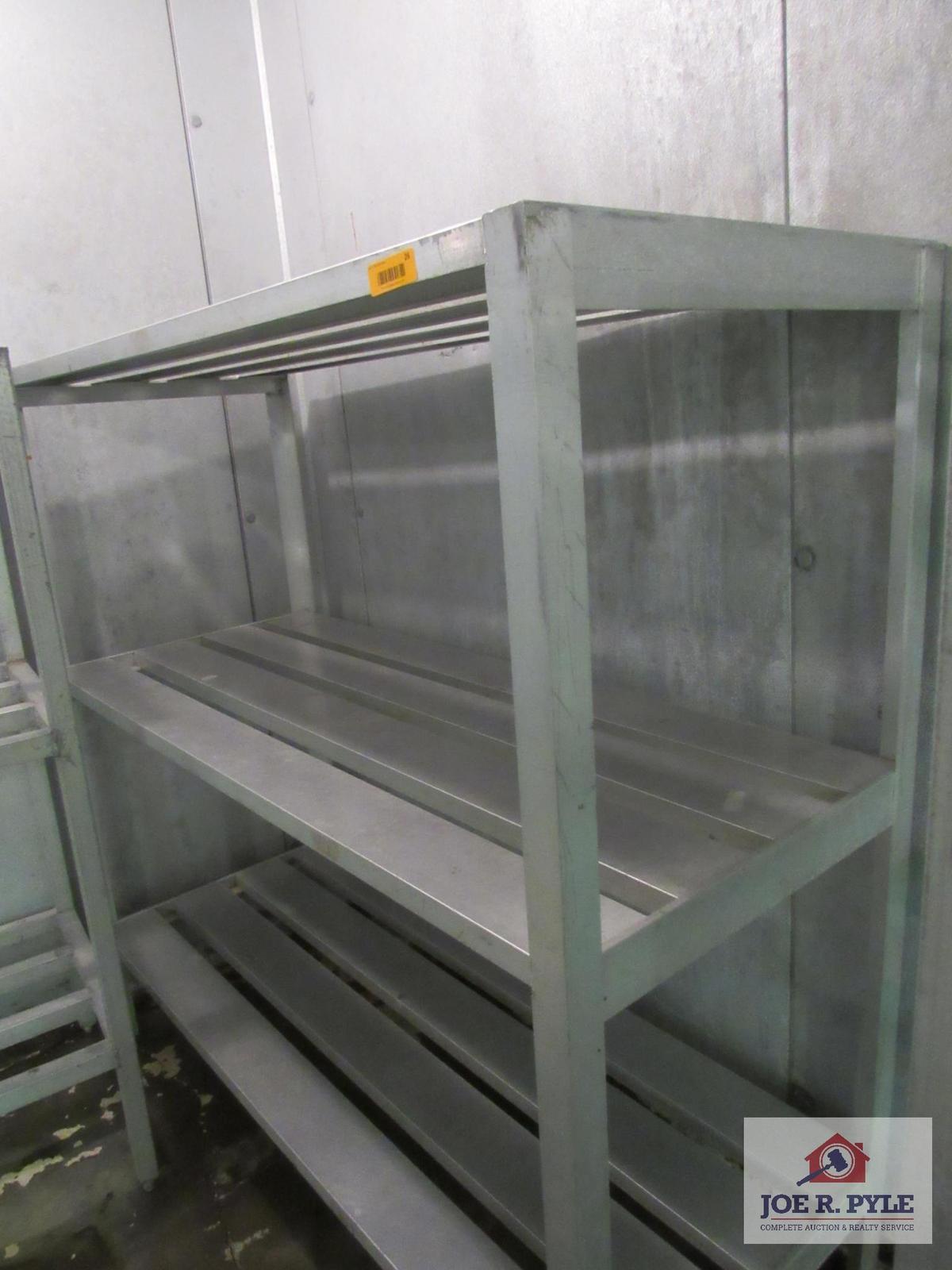 aluminum shelf approx. 24 inches wide, 59 inches long, 60 inches tall