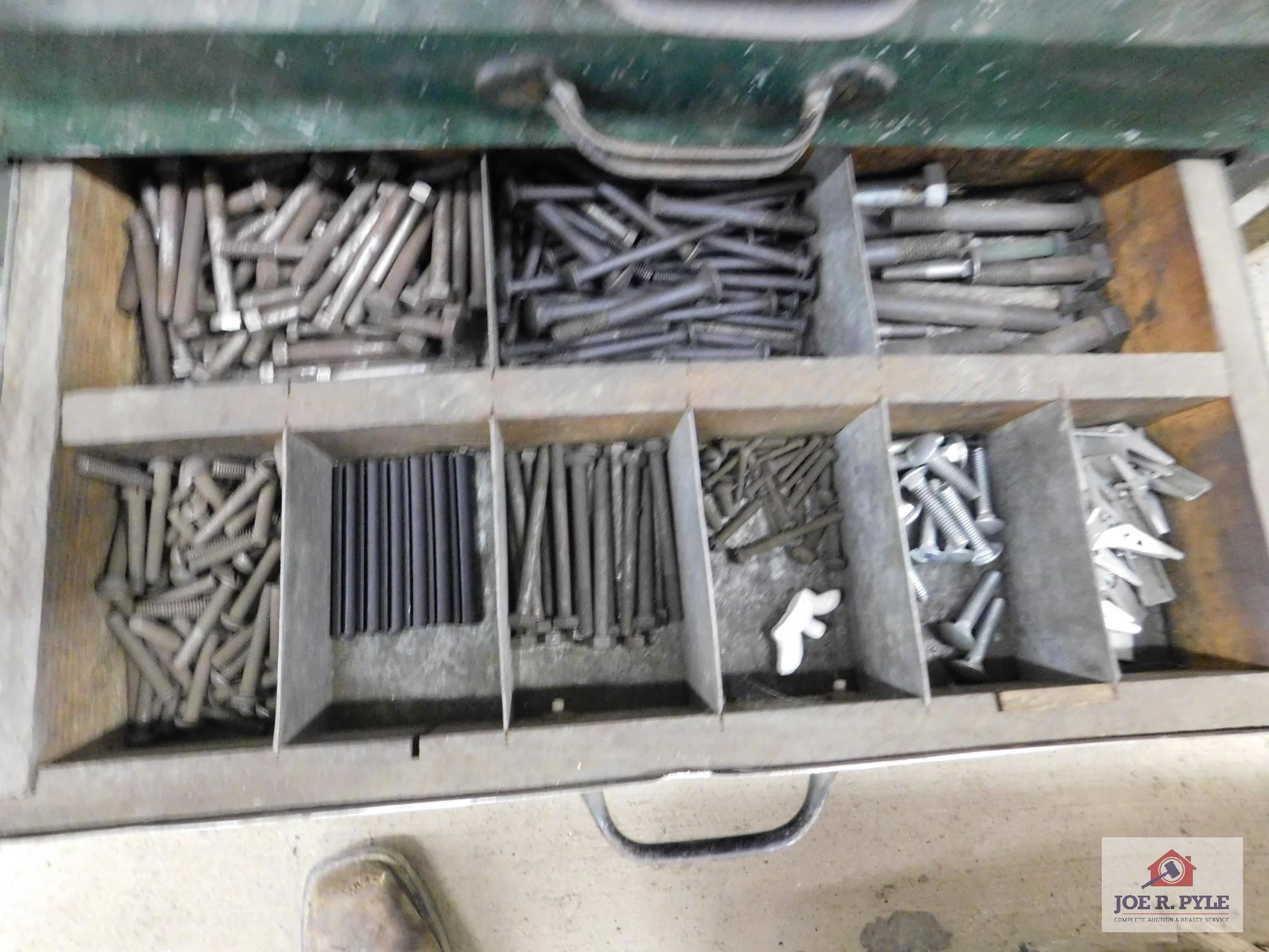 1 Section of work bench w/ all contents of drawers, bolts