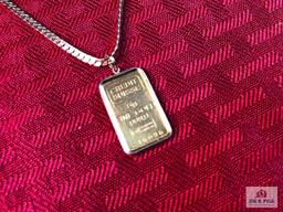 (45) 5g Credit Suisse bar on 14k gold chain w/assay certificate |