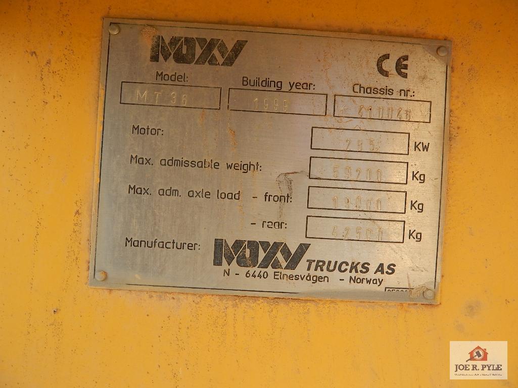 1999 Maxy 35-ton articulating dump truck chassis # 410046