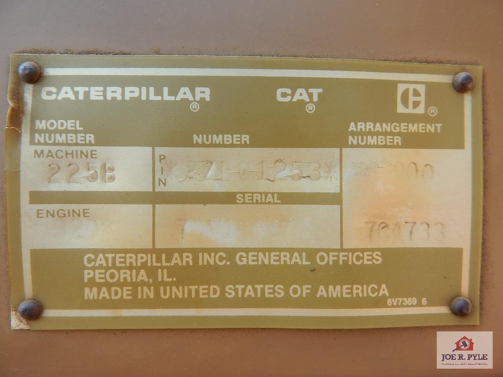 Caterpillar 225 BLC Excavator (11641 hours) Serial #: 7OV18047