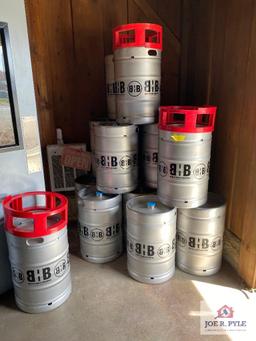 Lot of 19 Barley House Brewing metal kegs