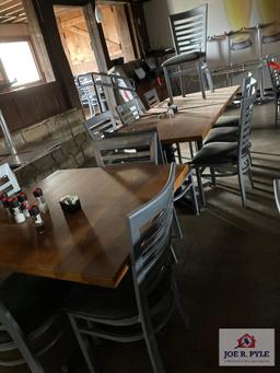 Three 3' wood table & 12 chairs