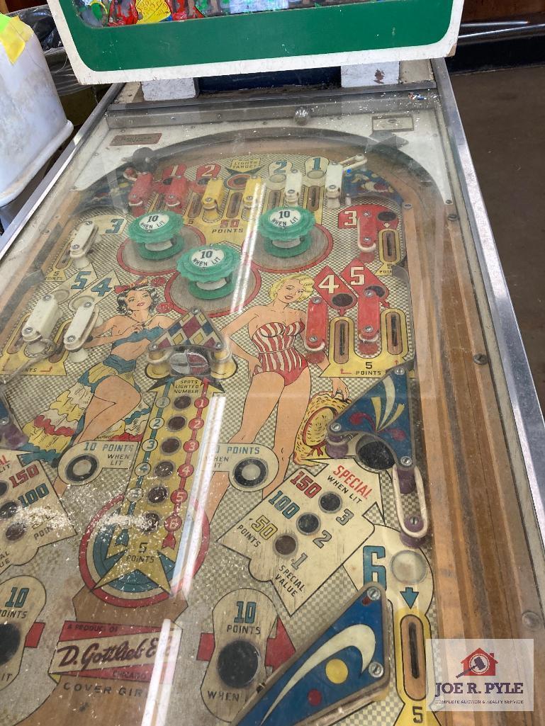 D. Gottlieb Pinball machine, as found