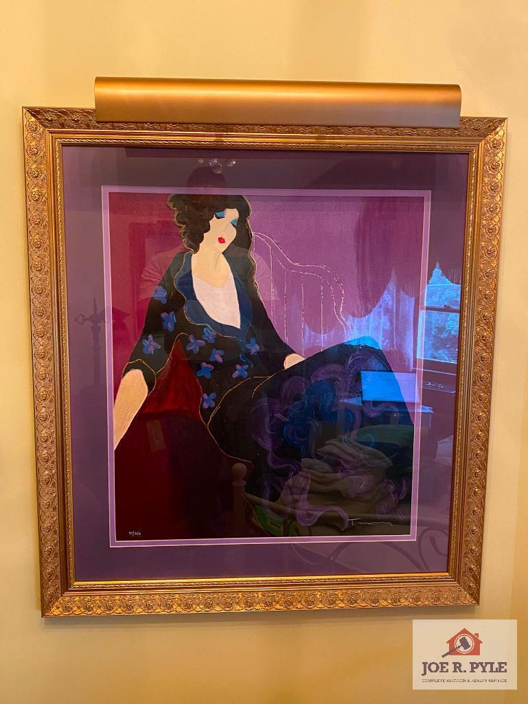 Itzchak Tarkay "Chambre Violette" Serigraph. #97 of 350. Framed with Overhead Light. Dimensions: