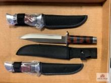 [427] Three Large Fixed Blade Knives w/Sheaths
