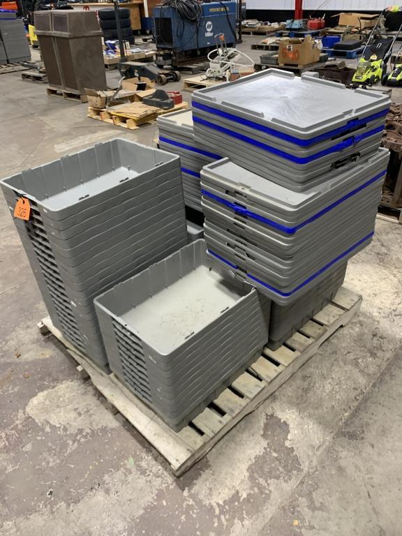 Pallet of 50 Rubber Containers w/ Lids