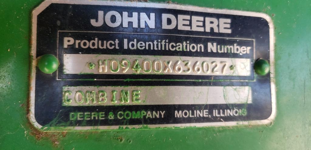 1990 JOHN DEERE 9400 COMBINE, 2 WD