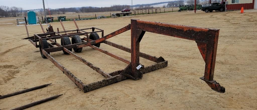 BIG ROUND BALE CART W/ 3PT BALE SPEAR W/ BALL