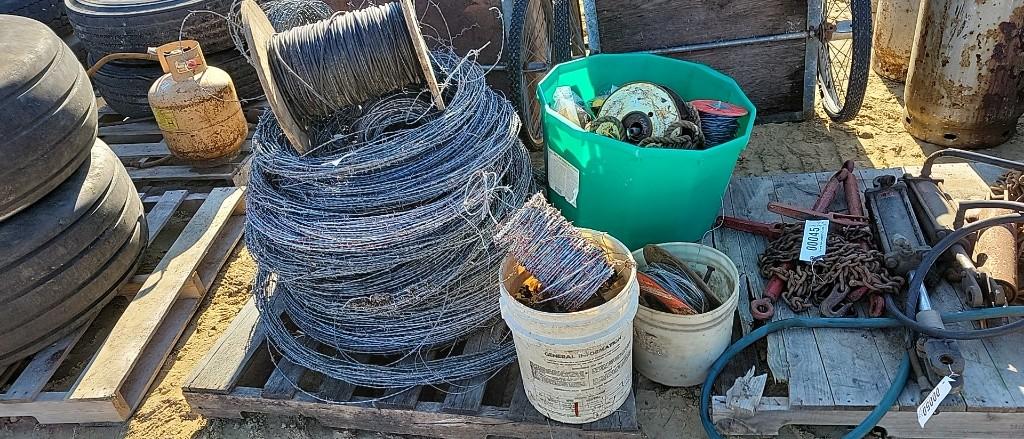 PALLET OF BARB WIRE & INSULATORS