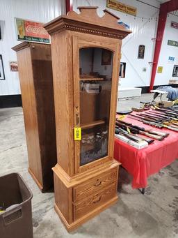 Oak Gun Cabinet w/ 2 Lower Drawers