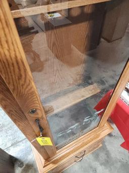 Oak Gun Cabinet w/ 2 Lower Drawers