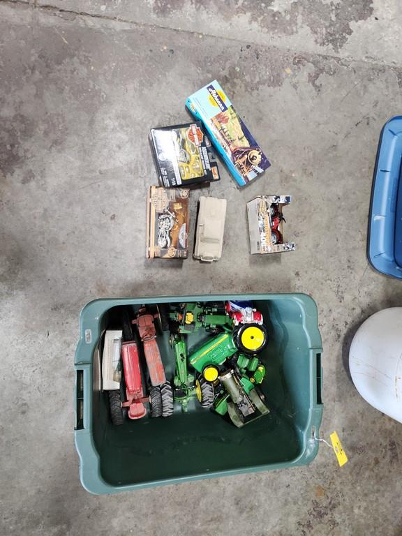 Box Of Assorted Toy Cars & Tractors