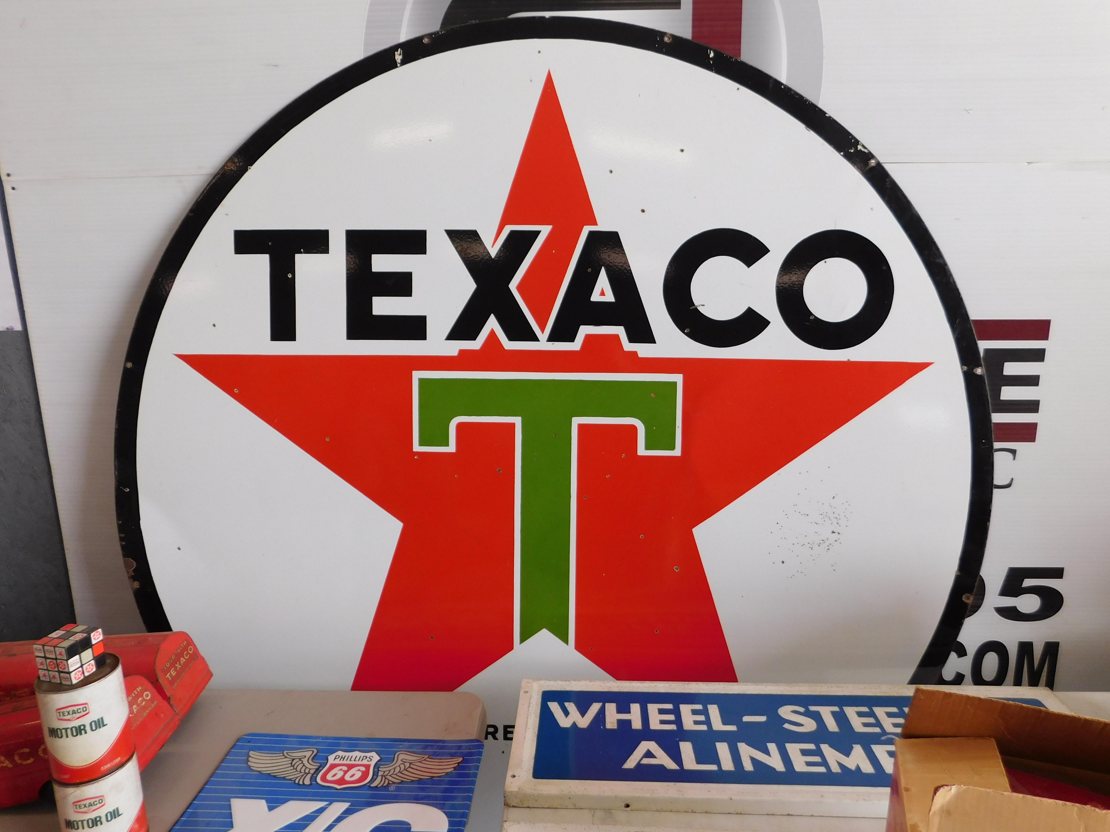 1951 Texaco Oil 6' Double Sided Porcelain Sign