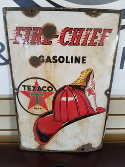 Texaco Fire Chief Gasoline Sign 18"x12"