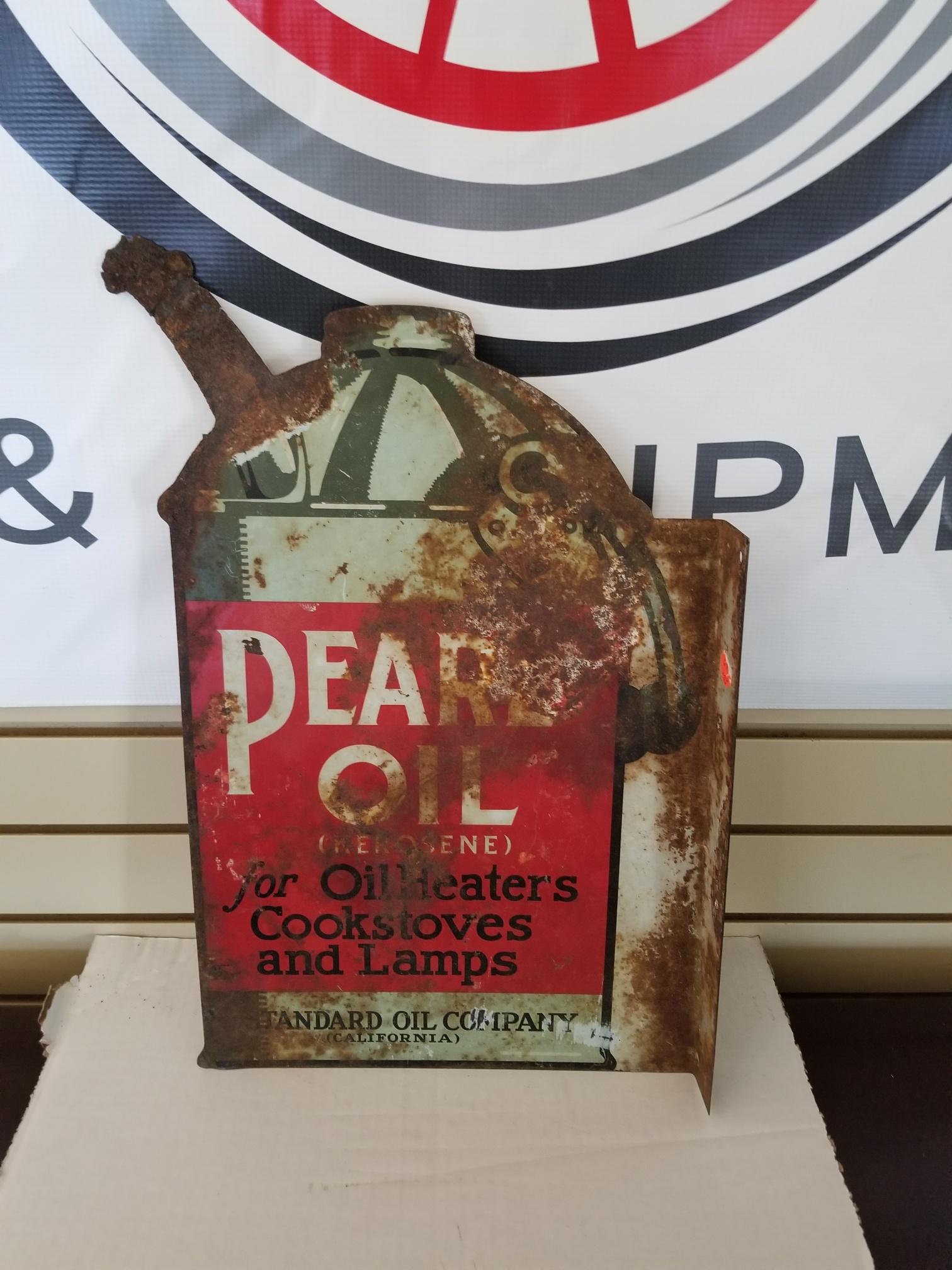 "PEARL OIL" Standard oil company pole sign. 11"x18"