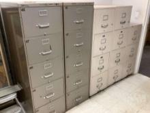 FILE CABINETS, 2 STORAGE CABINETS, METAL SHELF, STEP STOOL, 6