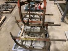 A PALLET WITH, MECO 55 GALLON DRUM CARTS, 3 TOTAL