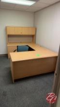 Solid Wood Office Desk W/ Overhead Storage 99"