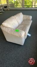Leather White Premium Leather Couch 87"