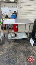 Stainless Steel Table On Casters with Lower Shelf