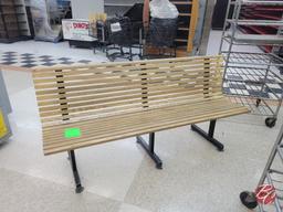 Metal Frame Wood Seat Bench 71"