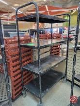 Metal Black Multi-Deck Stock Cart W/ Casters