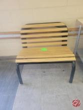 Metal Frame Wood Seat Bench 36"