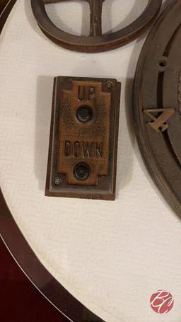1922 Elevator  Dial Brass & Cast Iron W/ Button